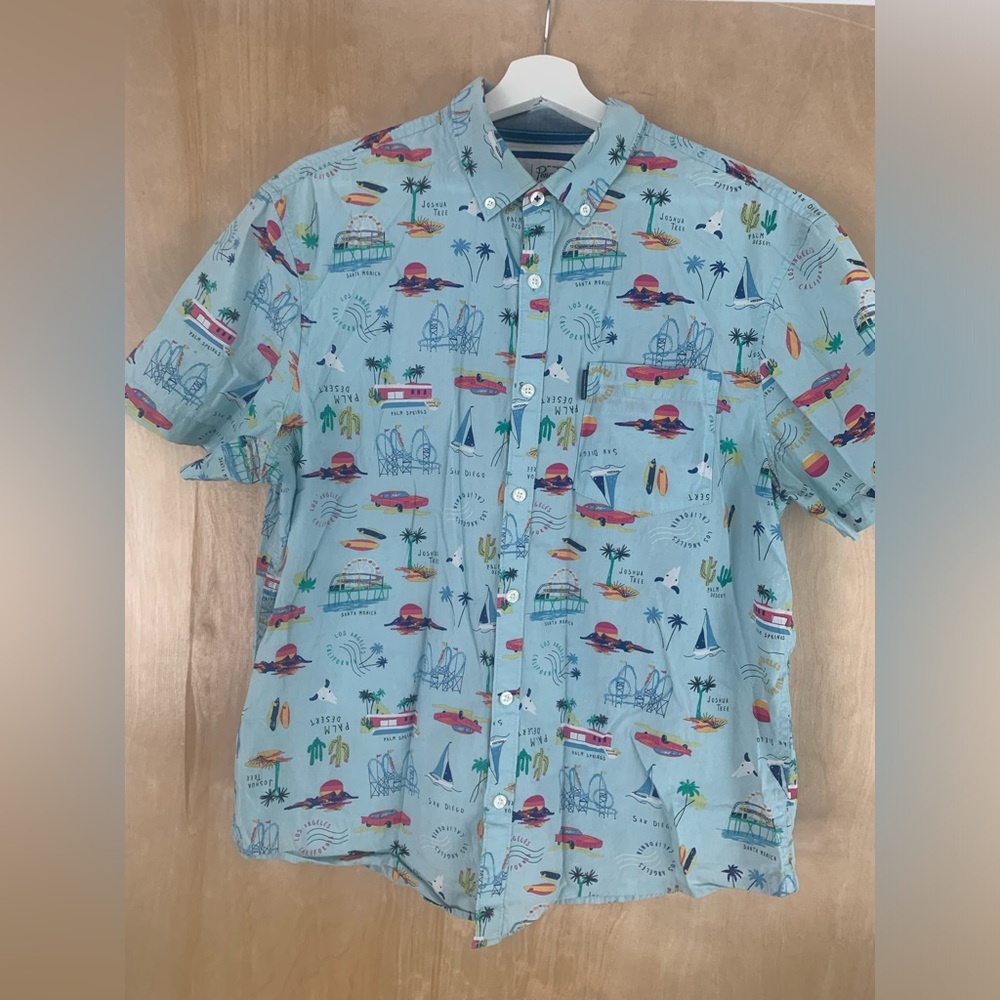Penguin Blue Patterned Men's Shirt